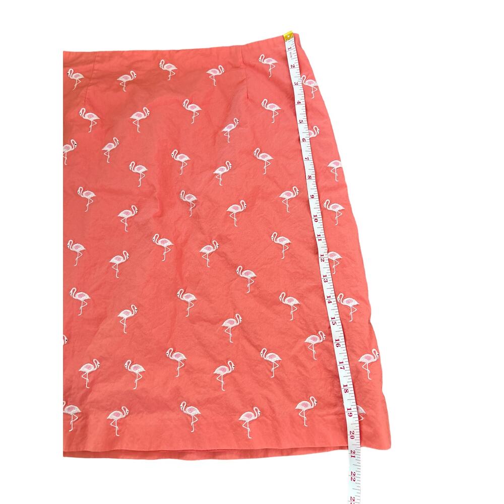 Vintage Talbots Midi Lined Skirt Embroidered Flamingos Peach Size Medium 10 - Picture 9 of 9